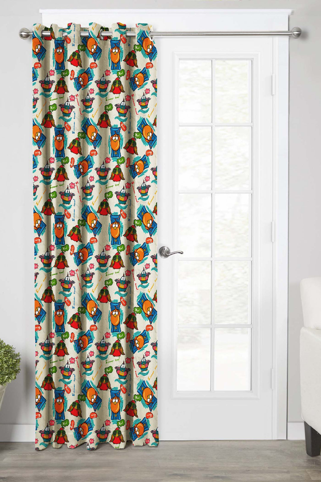 Ultimate Trends Premium Polyester 3D Cartoon Kids Room Curtain Multi Color, Funky Birds, 1 Piece