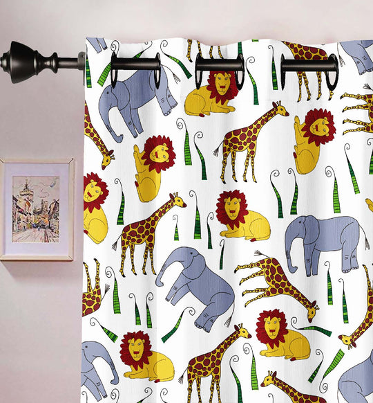 Ultimate Trends Premium Polyester 3D Cartoon Kids Room Curtain Multi Color, Animals, 1 Piece