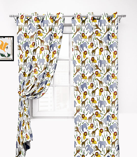 Ultimate Trends Premium Polyester 3D Cartoon Kids Room Curtain Multi Color, Animals, 1 Piece