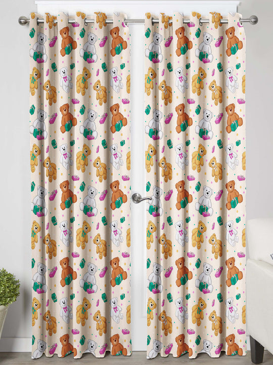 Ultimate Trends Premium Polyester Kids Room Curtain Cream Color, Teddy Bear, 1 Piece