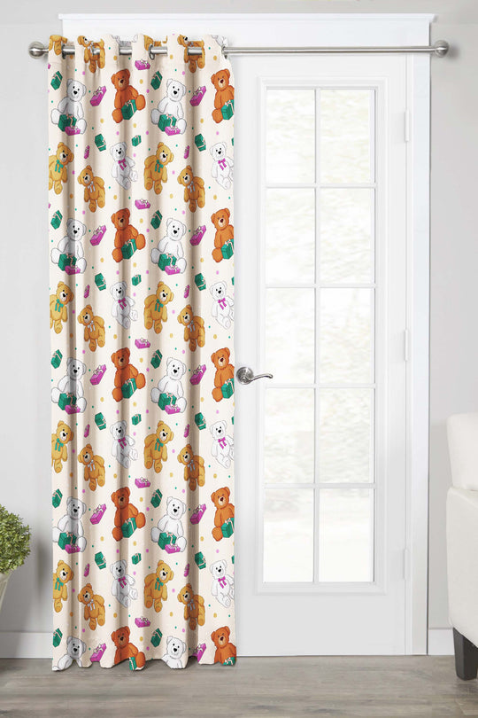 Ultimate Trends Premium Polyester Kids Room Curtain Cream Color, Teddy Bear, 1 Piece