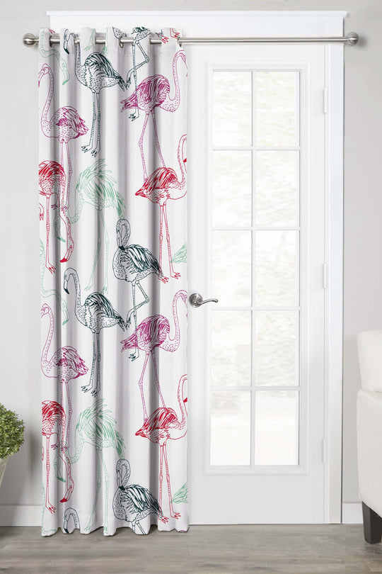 Ultimate Trends Premium Polyester Kids Room Curtain White Color, Flamingo, 1 Piece