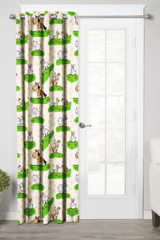 Ultimate Trends Premium Polyester Kids Room Curtain Cream Color, Funny Animals, 1 Piece