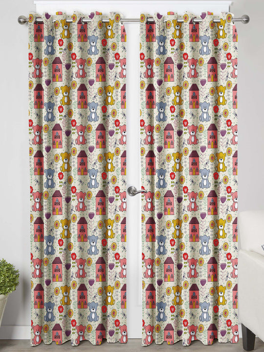 Ultimate Trends Premium Polyester Kids Room Curtain Cream Color, Teddy Bear, 1 Piece