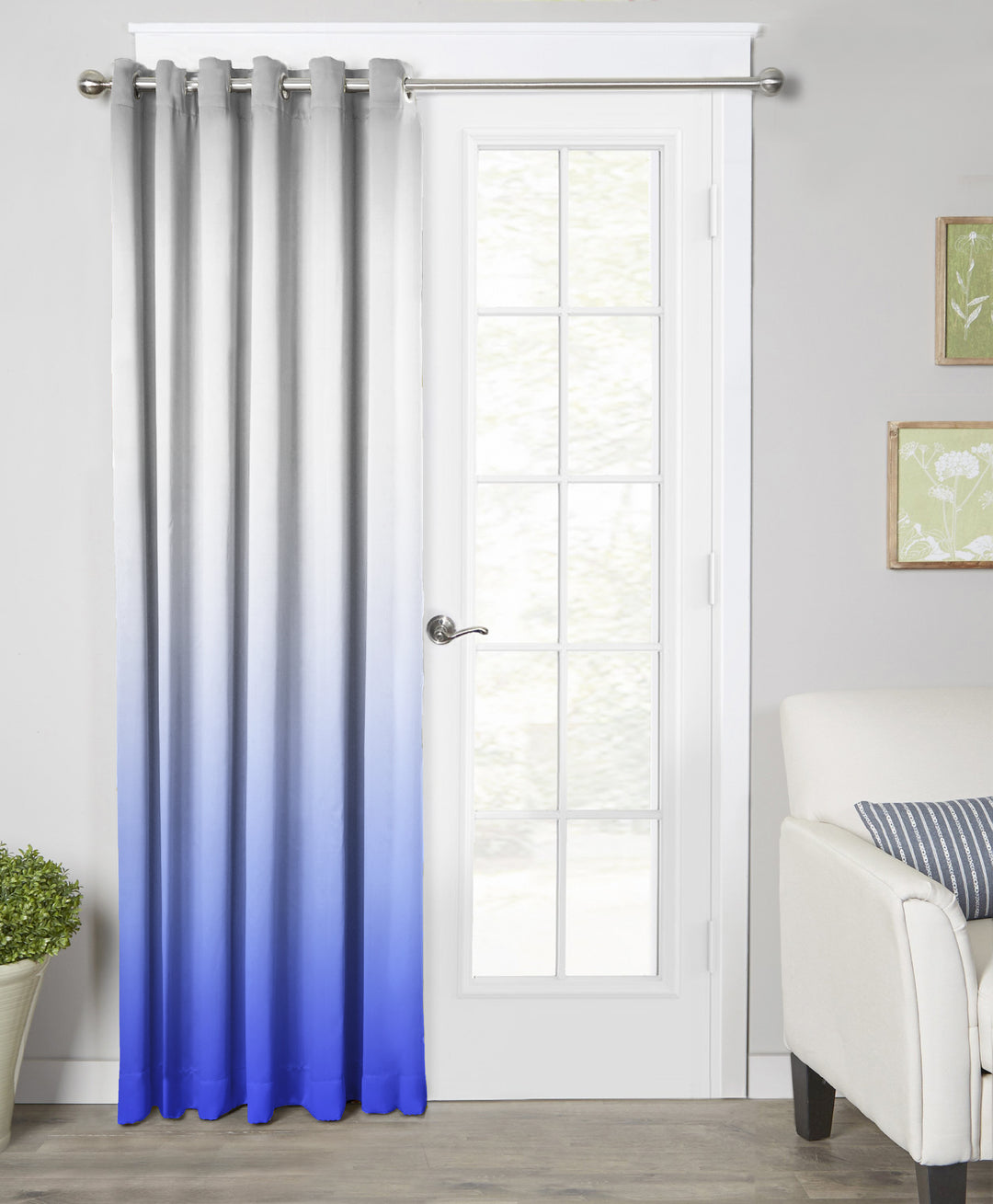 Ultimate Trends Premium Polyester Shaded (Gradient) Curtain For Home Décor Blue Color, 1 Piece