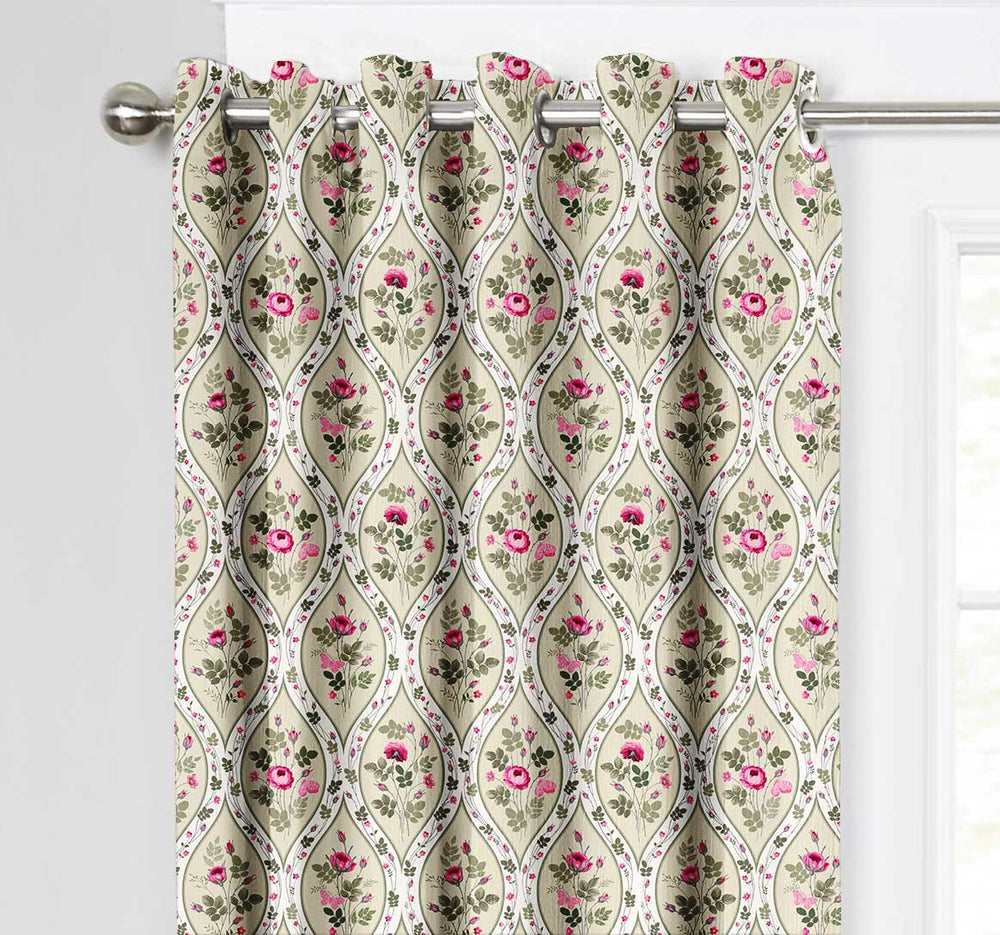 Ultimate Trends Premium Polyester Fancy Floral Curtain For Home Décor Ivory Color, 1 Piece