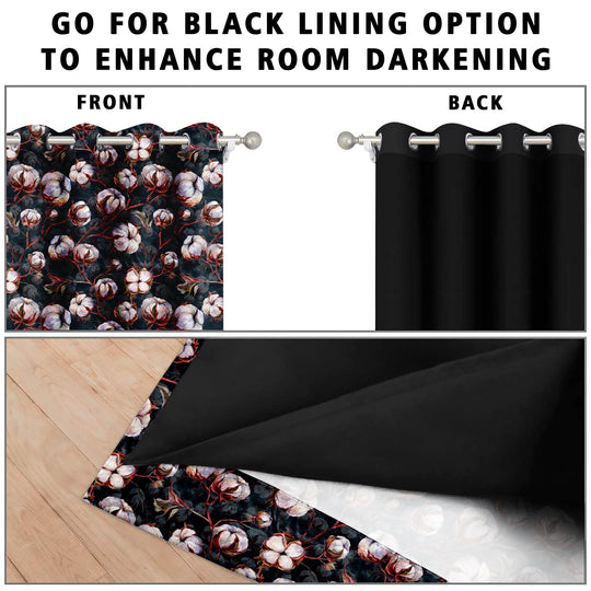 Ultimate Trends Premium Polyester Fancy Floral Curtain For Home Décor Black Color, 1 Piece