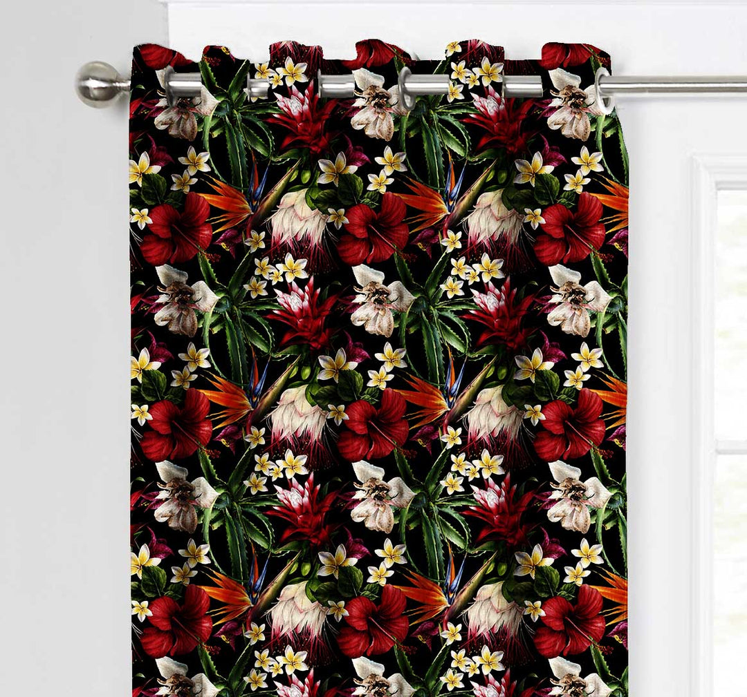 Ultimate Trends Premium Polyester Fancy Floral Curtain For Home Décor Black Color, 1 Piece