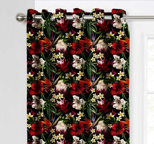 Ultimate Trends Premium Polyester Fancy Floral Curtain For Home Décor Black Color, 1 Piece