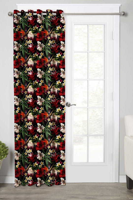 Ultimate Trends Premium Polyester Fancy Floral Curtain For Home Décor Black Color, 1 Piece