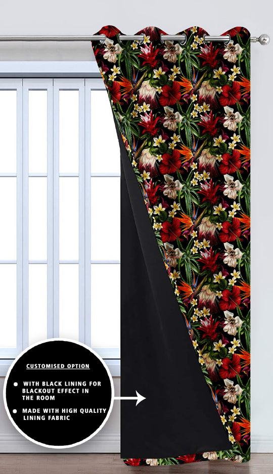 Ultimate Trends Premium Polyester Fancy Floral Curtain For Home Décor Black and Red Color, 1 Piece