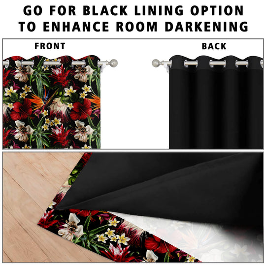 Ultimate Trends Premium Polyester Fancy Floral Curtain For Home Décor Black Color, 1 Piece