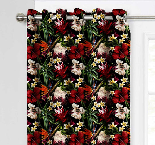 Ultimate Trends Premium Polyester Fancy Floral Curtain For Home Décor Black and Red Color, 1 Piece