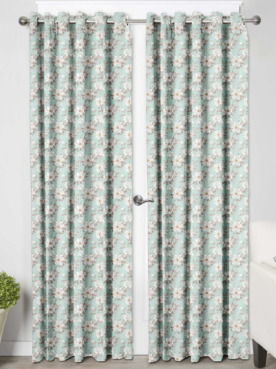 Ultimate Trends Premium Polyester Fancy Floral Curtain For Home Décor Stone Green Color, 1 Piece