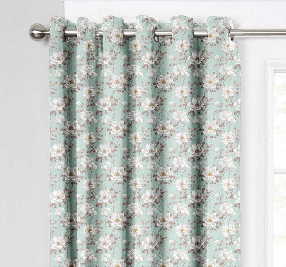 Ultimate Trends Premium Polyester Fancy Floral Curtain For Home Décor Stone Green Color, 1 Piece