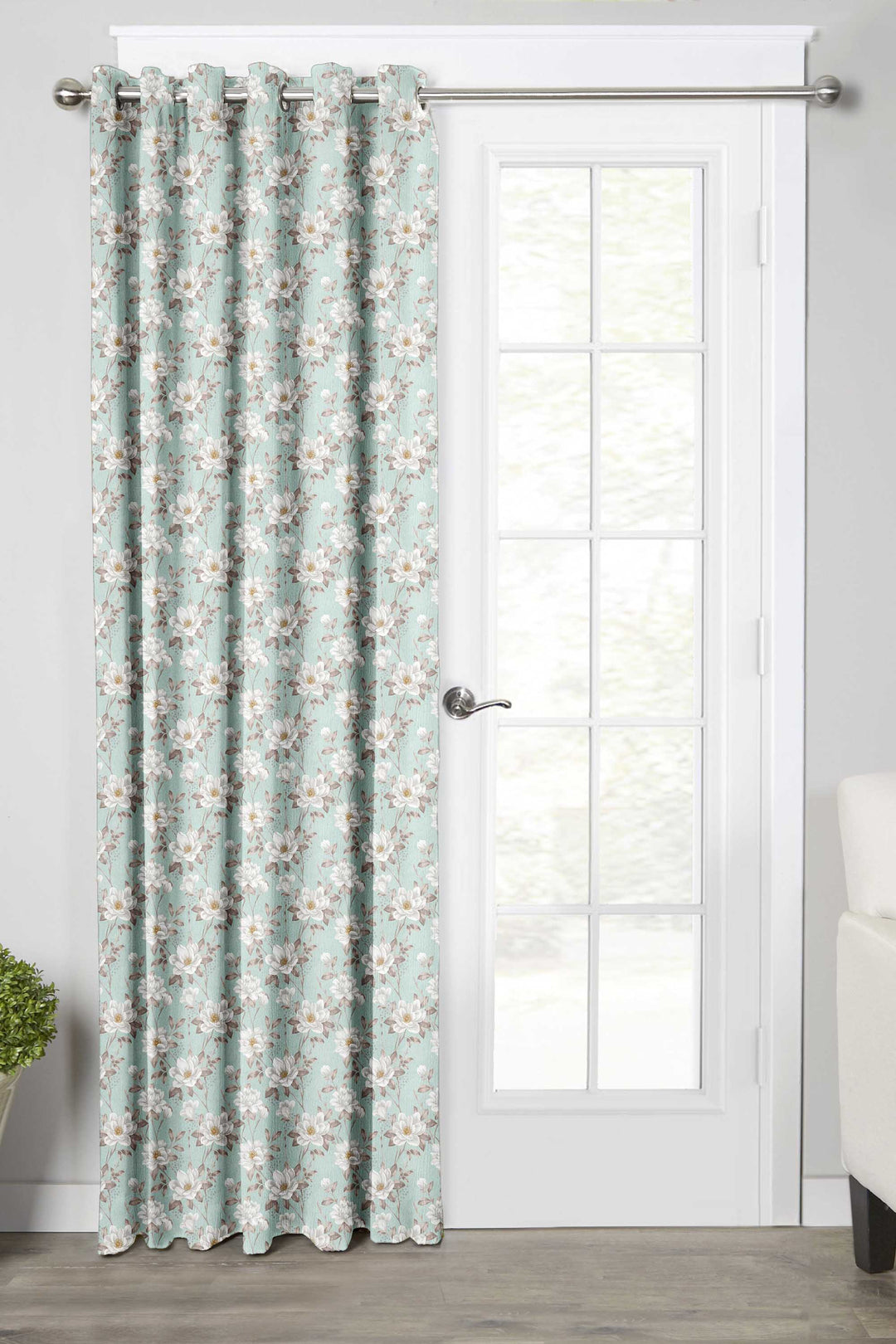 Ultimate Trends Premium Polyester Fancy Floral Curtain For Home Décor Stone Green Color, 1 Piece