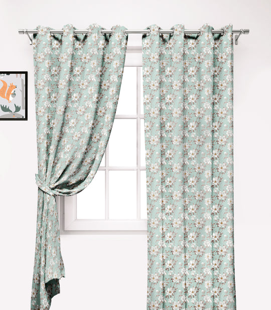 Ultimate Trends Premium Polyester Fancy Floral Curtain For Home Décor Stone Green Color, 1 Piece