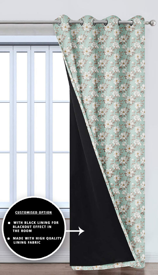 Ultimate Trends Premium Polyester Fancy Floral Curtain For Home Décor Stone Green Color, 1 Piece