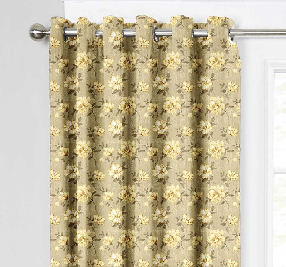 Ultimate Trends Premium Polyester Fancy Floral Curtain For Home Décor Gold Color, 1 Piece