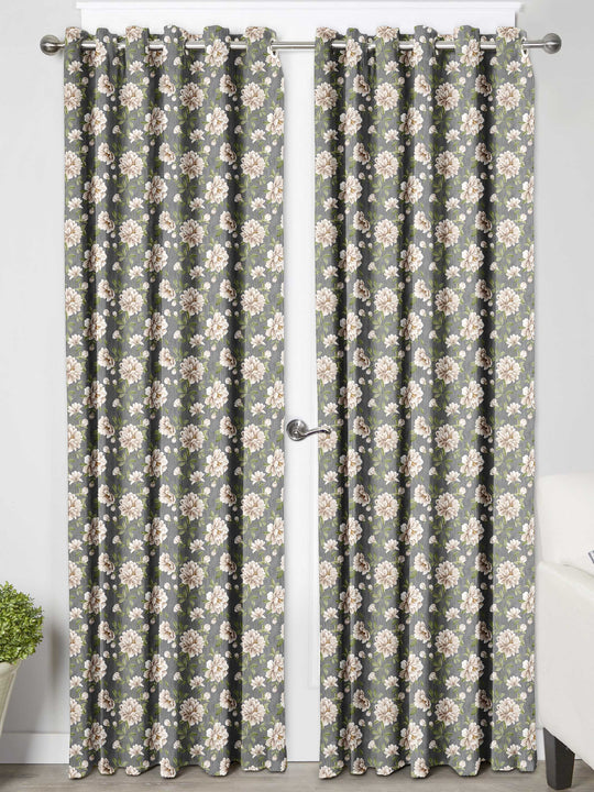 Ultimate Trends Premium Polyester Fancy Floral Curtain For Home Décor Stone Grey Color, 1 Piece