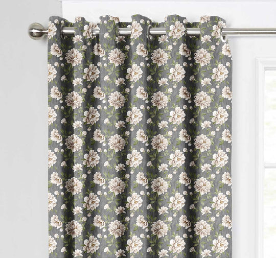 Ultimate Trends Premium Polyester Fancy Floral Curtain For Home Décor Stone Grey Color, 1 Piece