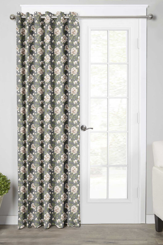 Ultimate Trends Premium Polyester Fancy Floral Curtain For Home Décor Stone Grey Color, 1 Piece