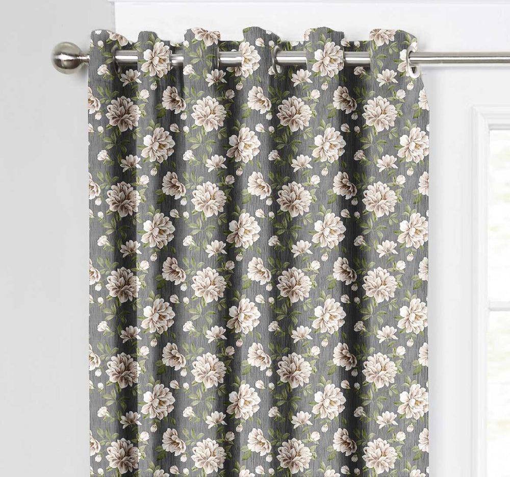 Ultimate Trends Premium Polyester Fancy Floral Curtain For Home Décor Grey Color, 1 Piece