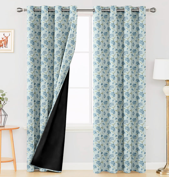 Ultimate Trends Premium Polyester Fancy Floral Curtain For Home Décor Powder Blue Color, 1 Piece