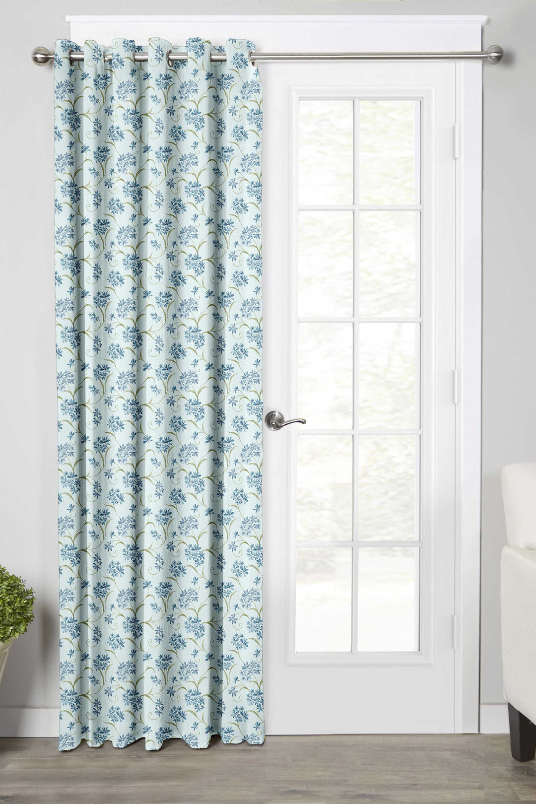 Ultimate Trends Premium Polyester Fancy Floral Curtain For Home Décor Powder Blue Color, 1 Piece