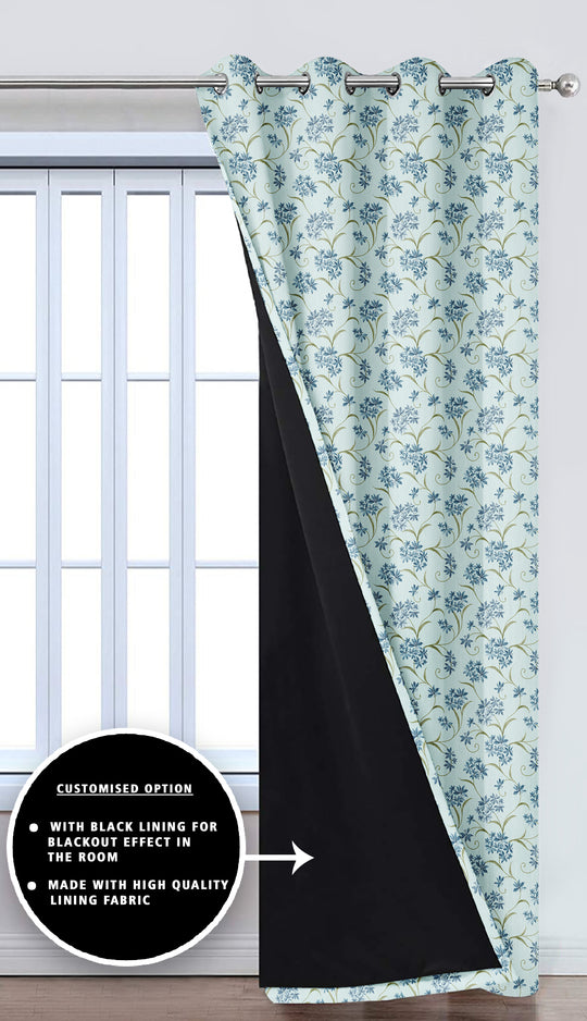 Ultimate Trends Premium Polyester Fancy Floral Curtain For Home Décor Powder Blue Color, 1 Piece