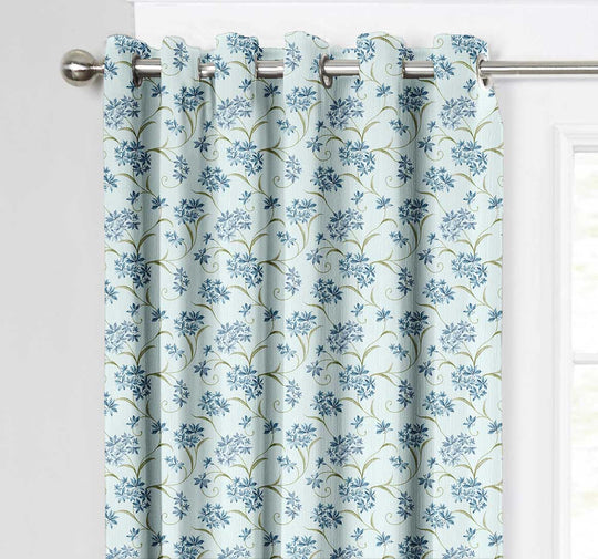 Ultimate Trends Premium Polyester Fancy Floral Curtain For Home Décor Powder Blue Color, 1 Piece