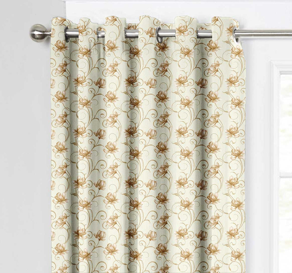 Ultimate Trends Premium Polyester Fancy Floral Curtain For Home Décor Light Yellow Color, 1 Piece