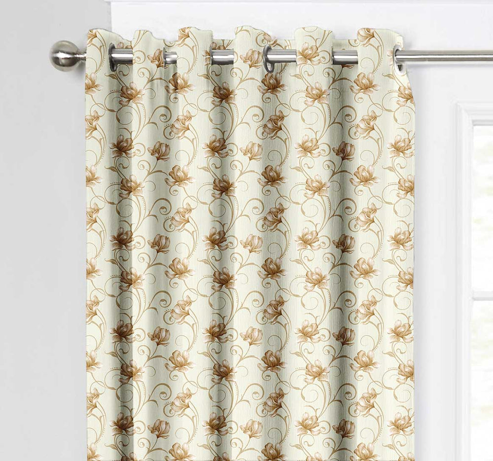 Ultimate Trends Premium Polyester Fancy Floral Curtain For Home Décor Ivory Color, 1 Piece