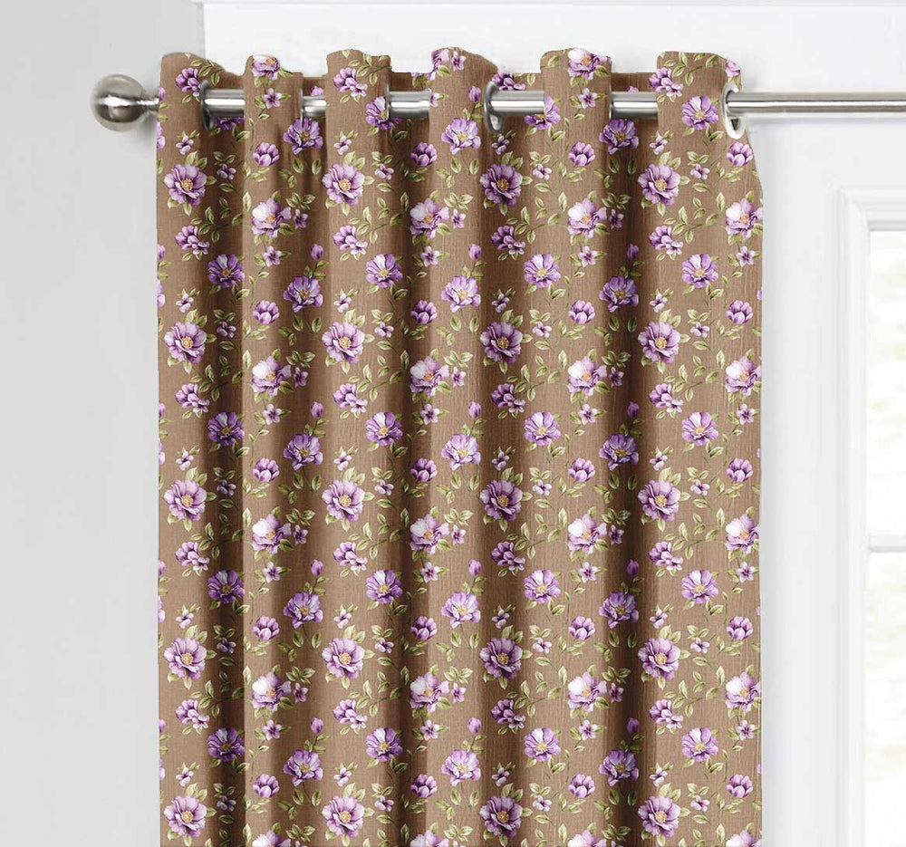 Ultimate Trends Premium Polyester Fancy Floral Curtain For Home Décor Peanut Brown Color, 1 Piece