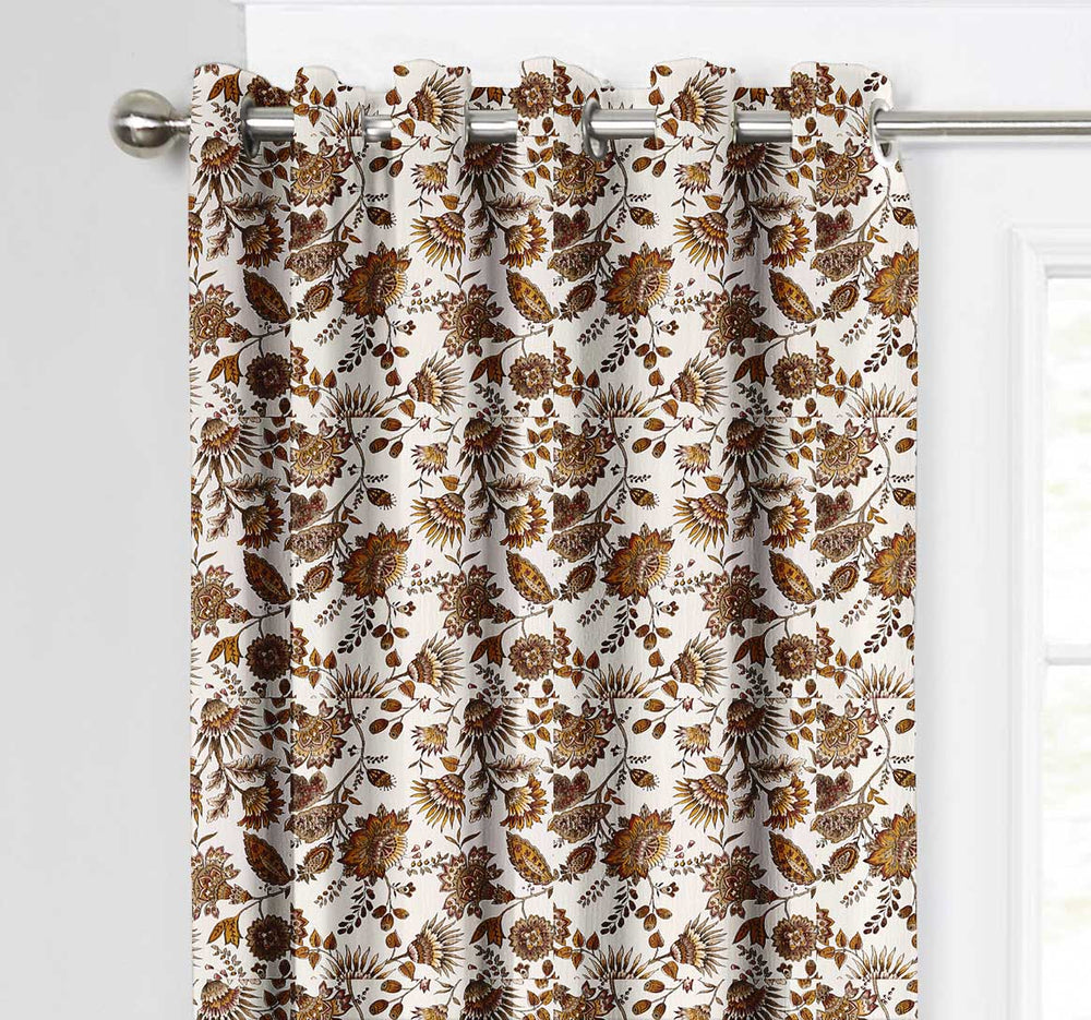 Ultimate Trends Premium Polyester Fancy Floral Curtain For Home Décor Brown Color, 1 Piece