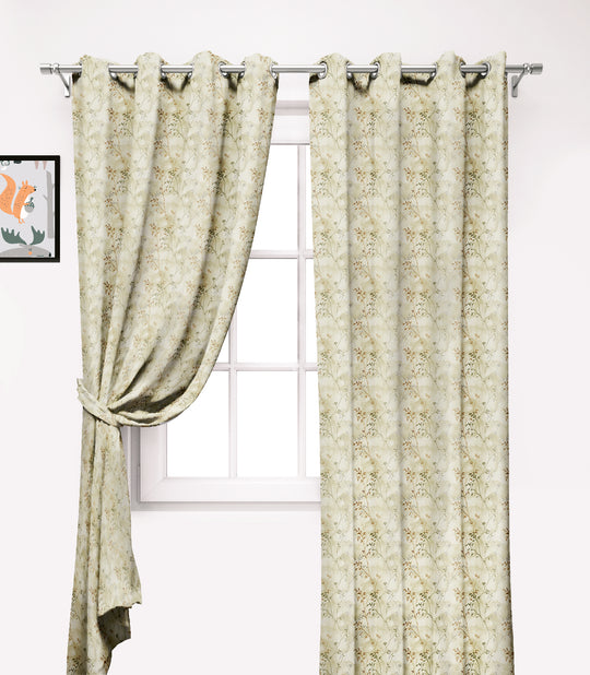 Ultimate Trends Premium Polyester Fancy Floral Curtain For Home Décor Light Green Color, 1 Piece