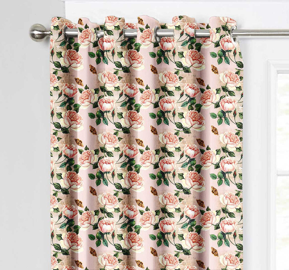 Ultimate Trends Premium Polyester Fancy Floral Curtain For Home Décor Peach Color, 1 Piece