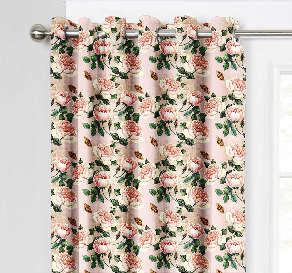 Ultimate Trends Premium Polyester Fancy Floral Curtain For Home Décor Peach Color, 1 Piece