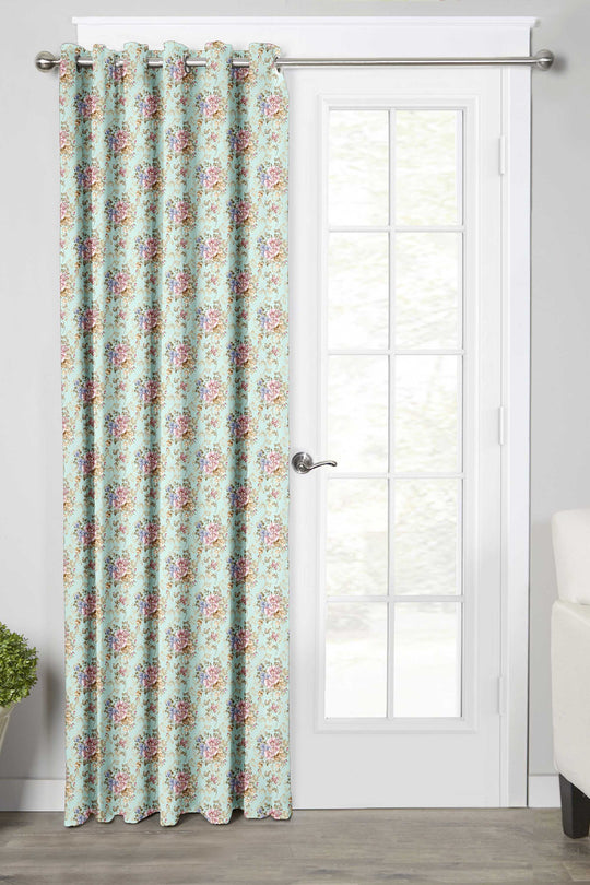 Ultimate Trends Premium Polyester Fancy Floral Curtain For Home Décor Sea Green Color, 1 Piece