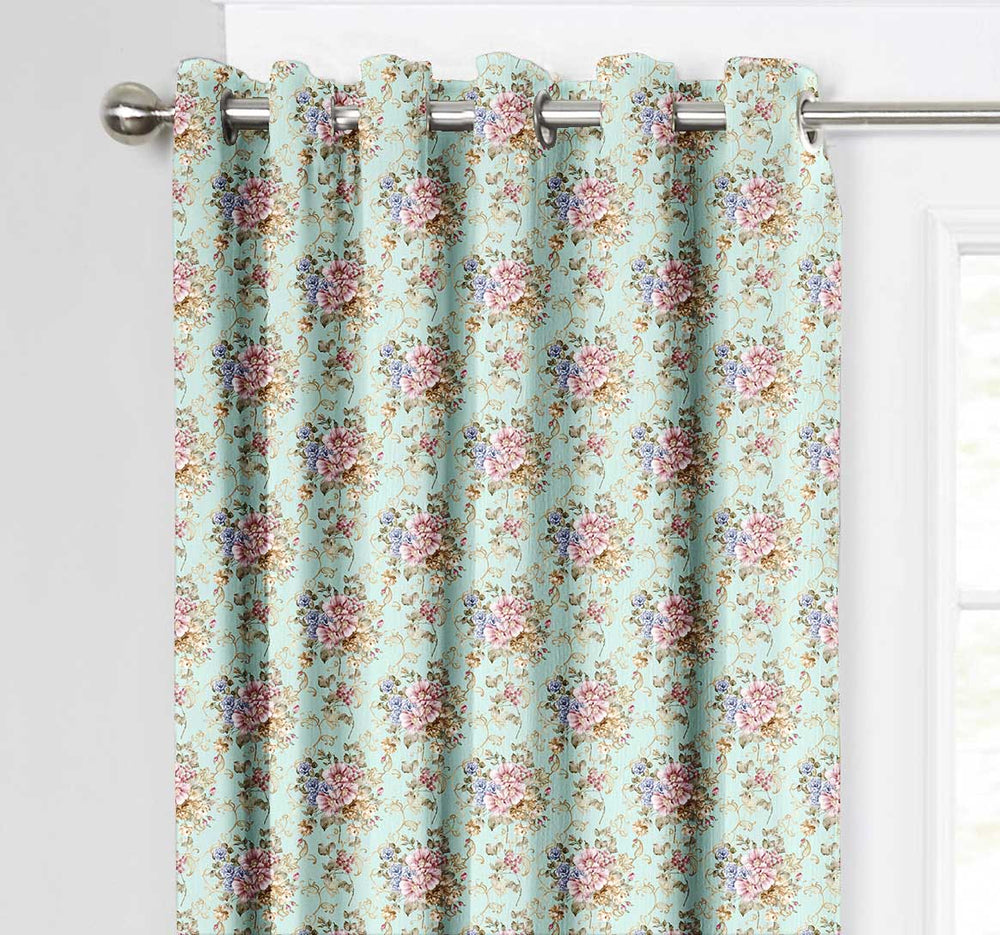 Ultimate Trends Premium Polyester Fancy Floral Curtain For Home Décor Tea Green Color, 1 Piece