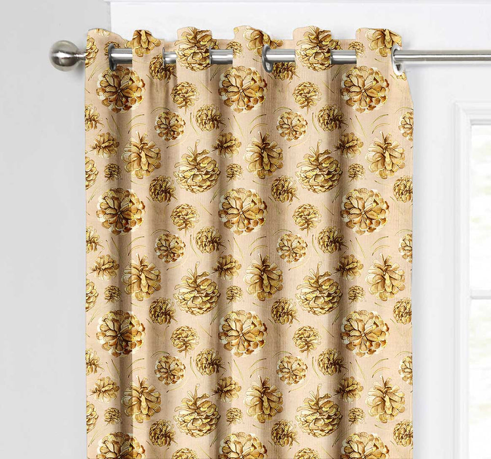 Ultimate Trends Premium Polyester Fancy Floral Curtain For Home Décor Gold Color, 1 Piece