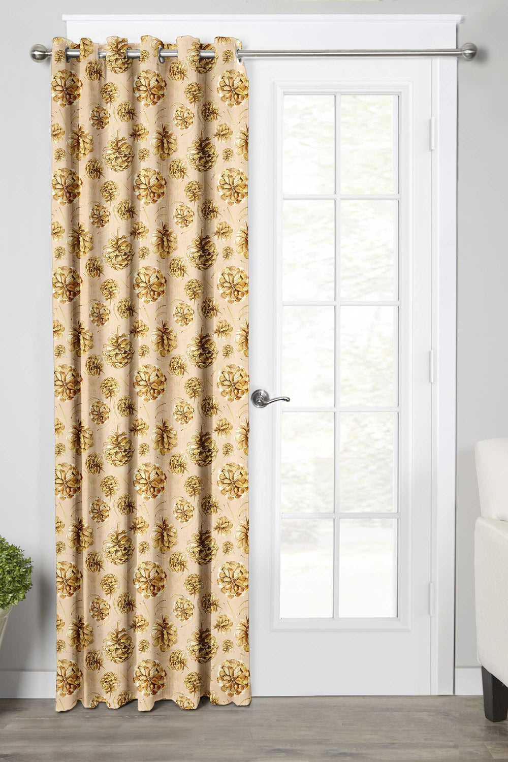 Ultimate Trends Premium Polyester Fancy Floral Curtain For Home Décor Sand Yellow Color, 1 Piece