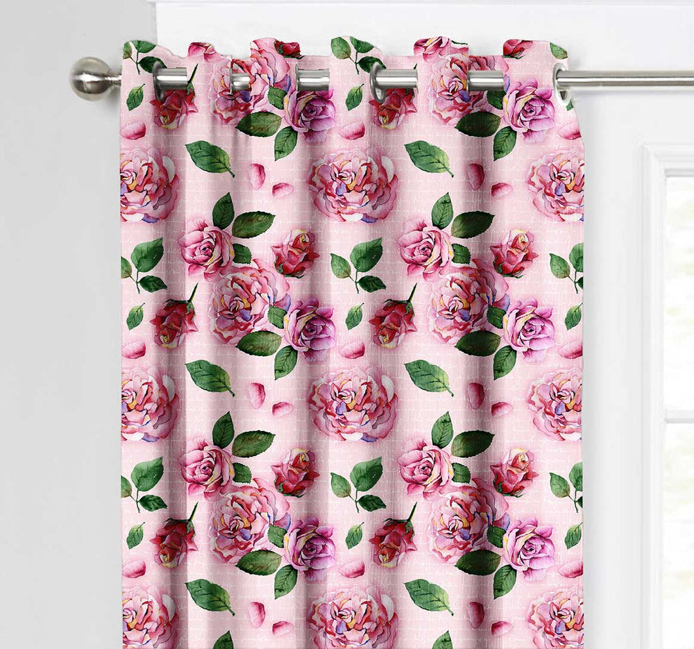 Ultimate Trends Premium Polyester Fancy Floral Curtain For Home Décor Pink Color, 1 Piece