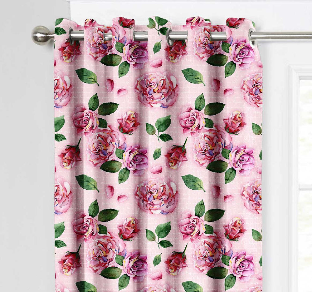 Ultimate Trends Premium Polyester Fancy Floral Curtain For Home Décor Pink Color, 1 Piece