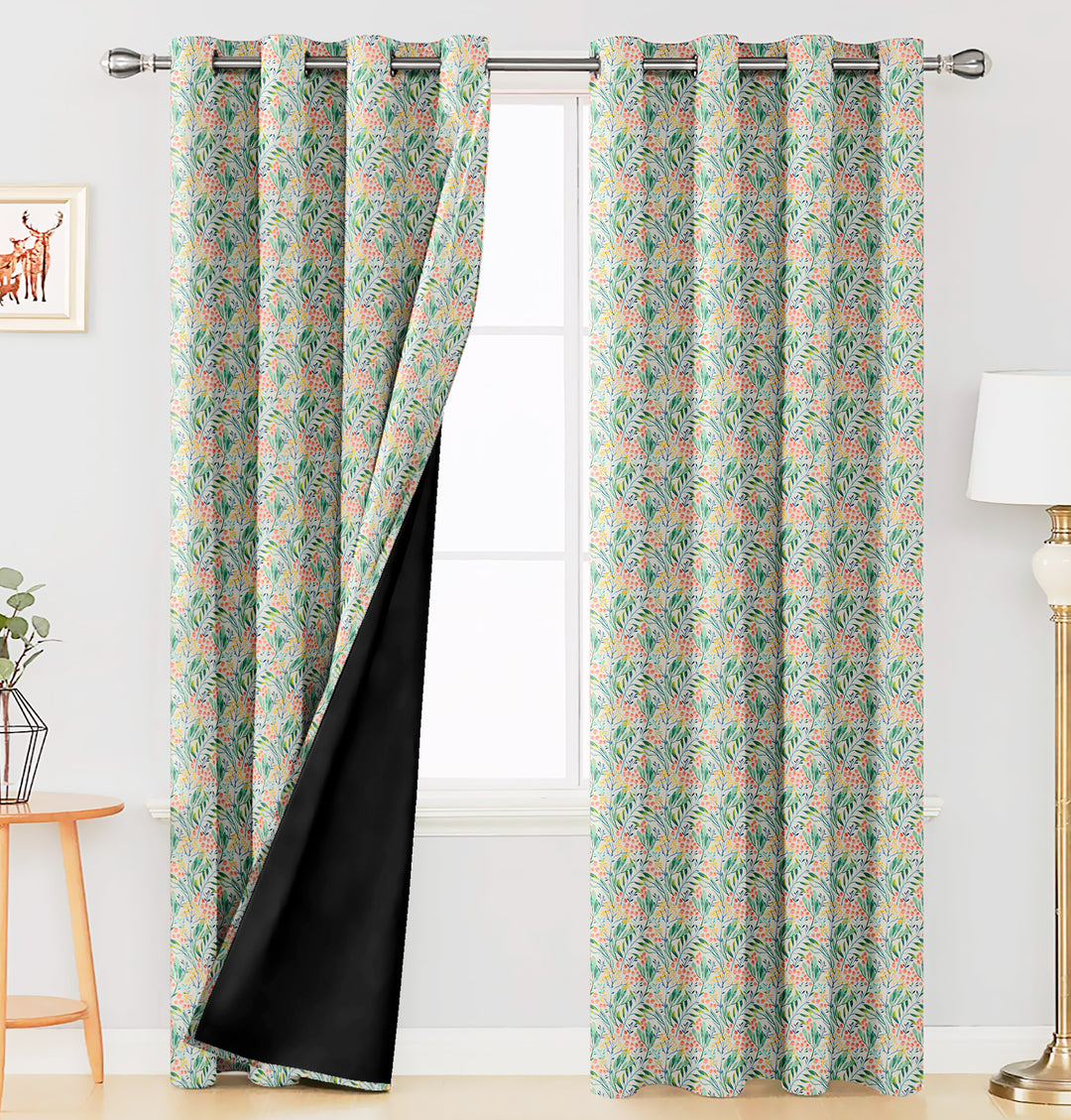 Ultimate Trends Premium Polyester Fancy Floral Curtain For Home Décor Tea Green Color, 1 Piece