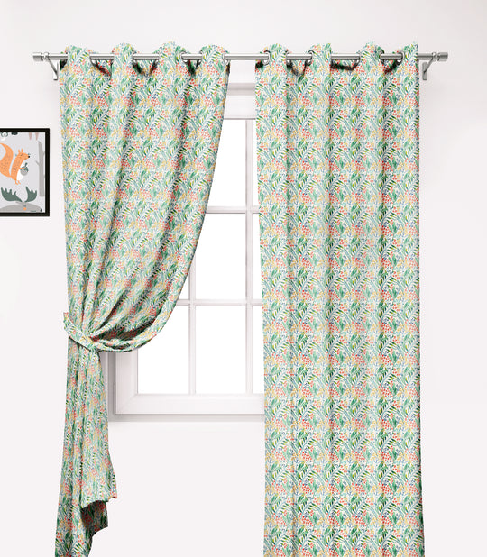 Ultimate Trends Premium Polyester Fancy Floral Curtain For Home Décor Tea Green Color, 1 Piece