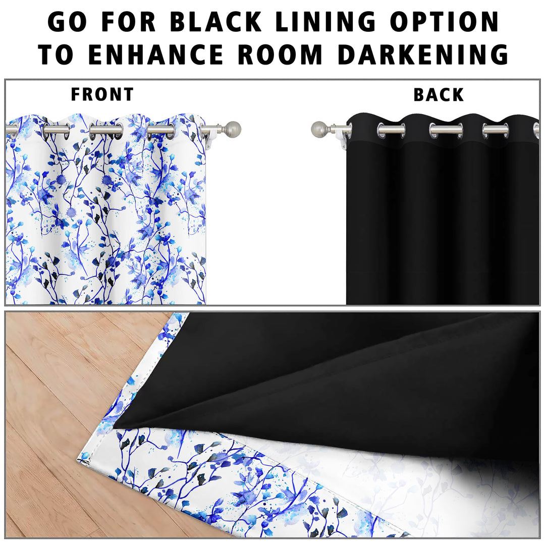 Ultimate Trends Premium Polyester Fancy Floral Curtain For Home Décor White and Blue Color, 1 Piece