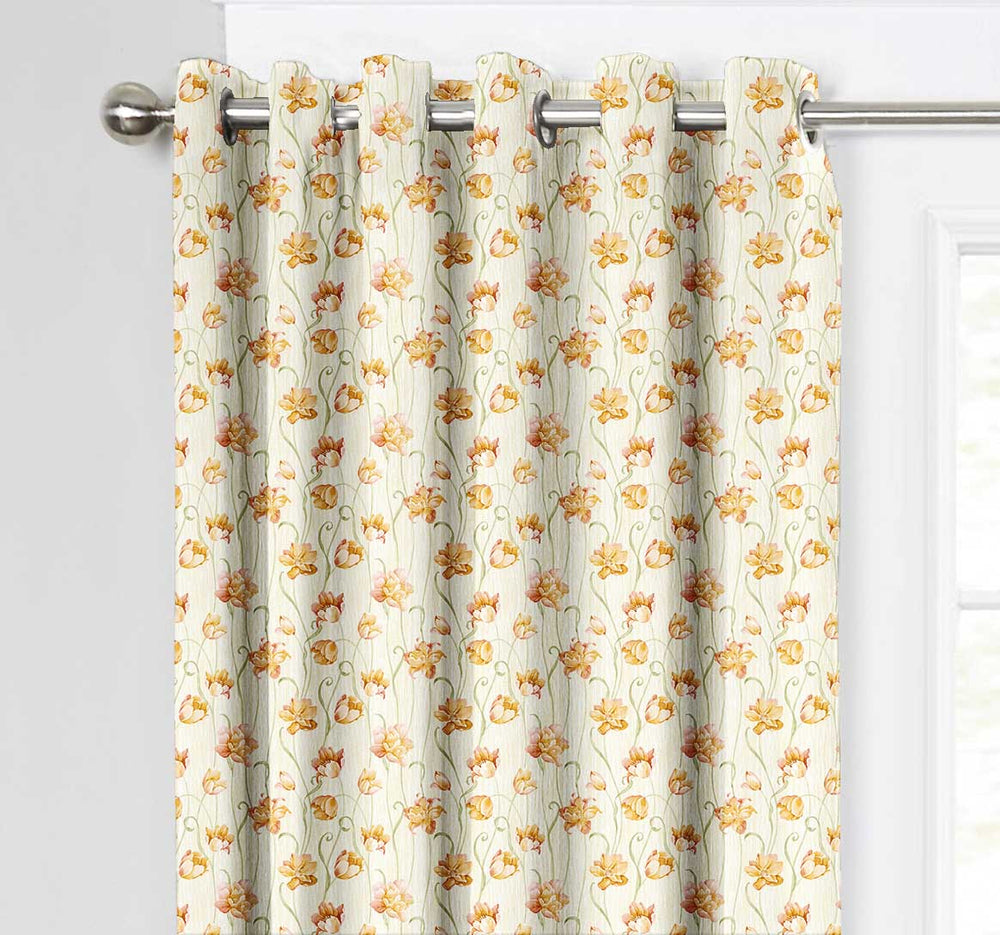 Ultimate Trends Premium Polyester Fancy Floral Curtain For Home Décor Light Yellow Color, 1 Piece