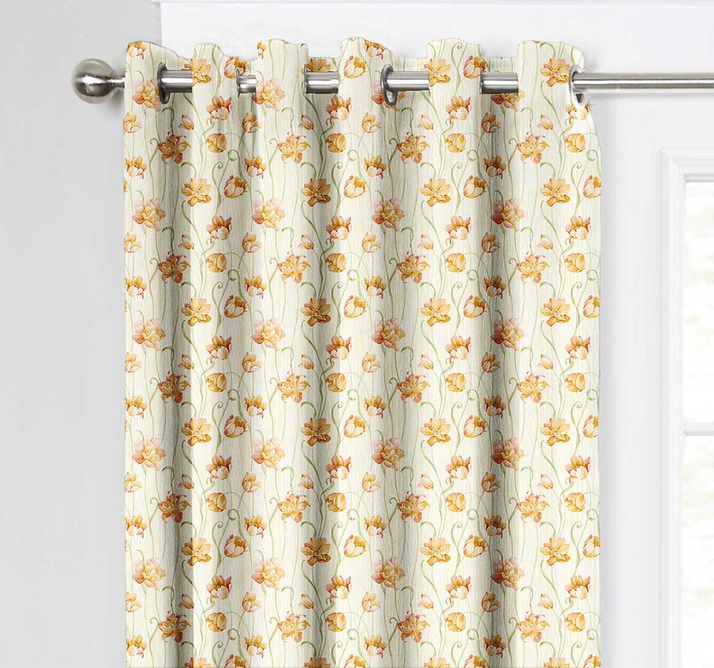 Ultimate Trends Premium Polyester Fancy Floral Curtain For Home Décor Cream Color, 1 Piece