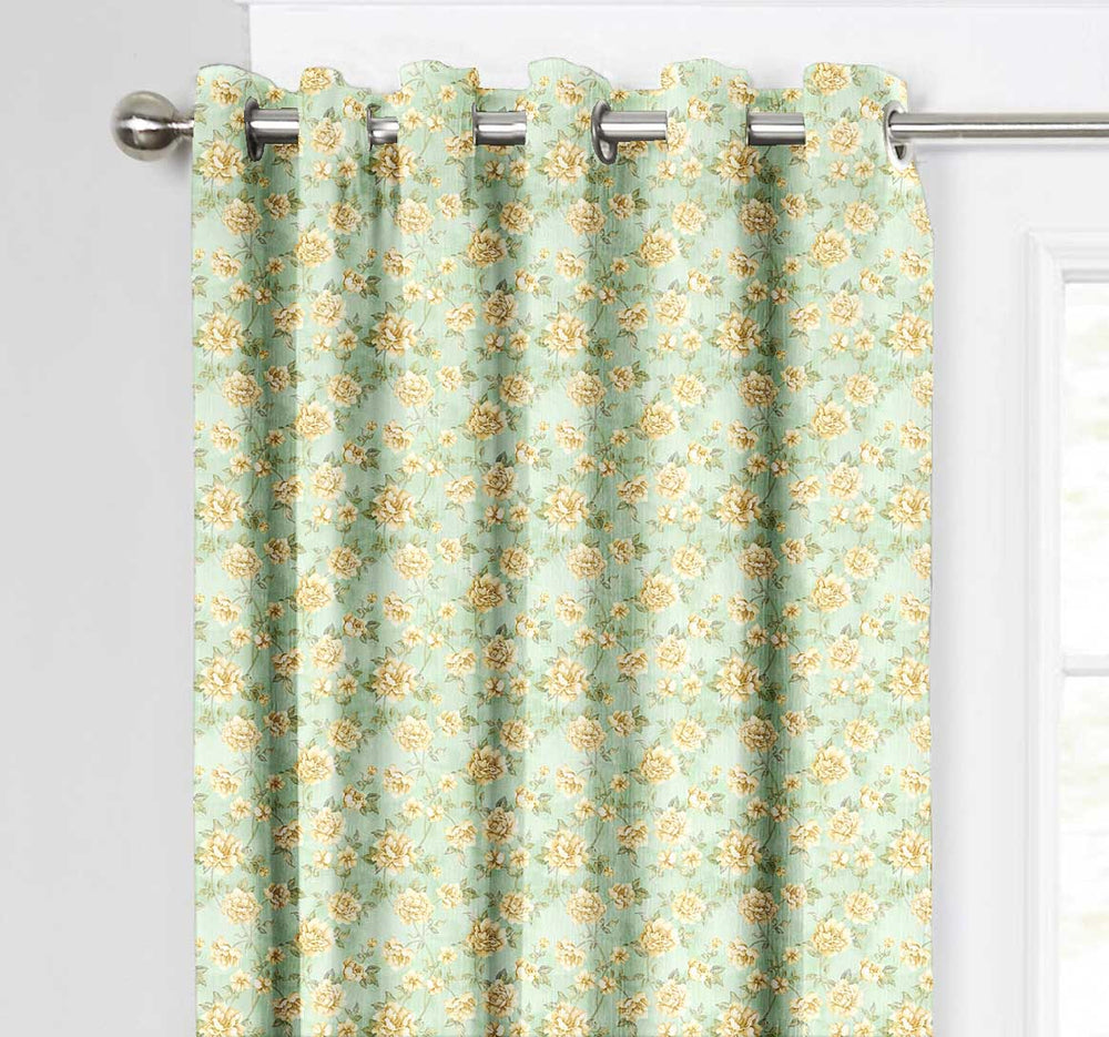 Ultimate Trends Premium Polyester Fancy Floral Curtain For Home Décor Light Green Color, 1 Piece